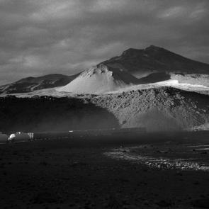 Un train de marchandises dans le désert d'Atacama au Chili, en 1998