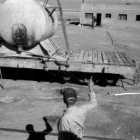 Un train de marchandises dans le désert d'Atacama au Chili, en 1998