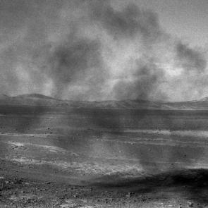 Un train de marchandise dans le désert d'Atacama au Chili en 1998