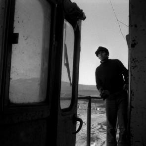 Un train de marchandises dans le désert d'Atacama au Chili, en 1998